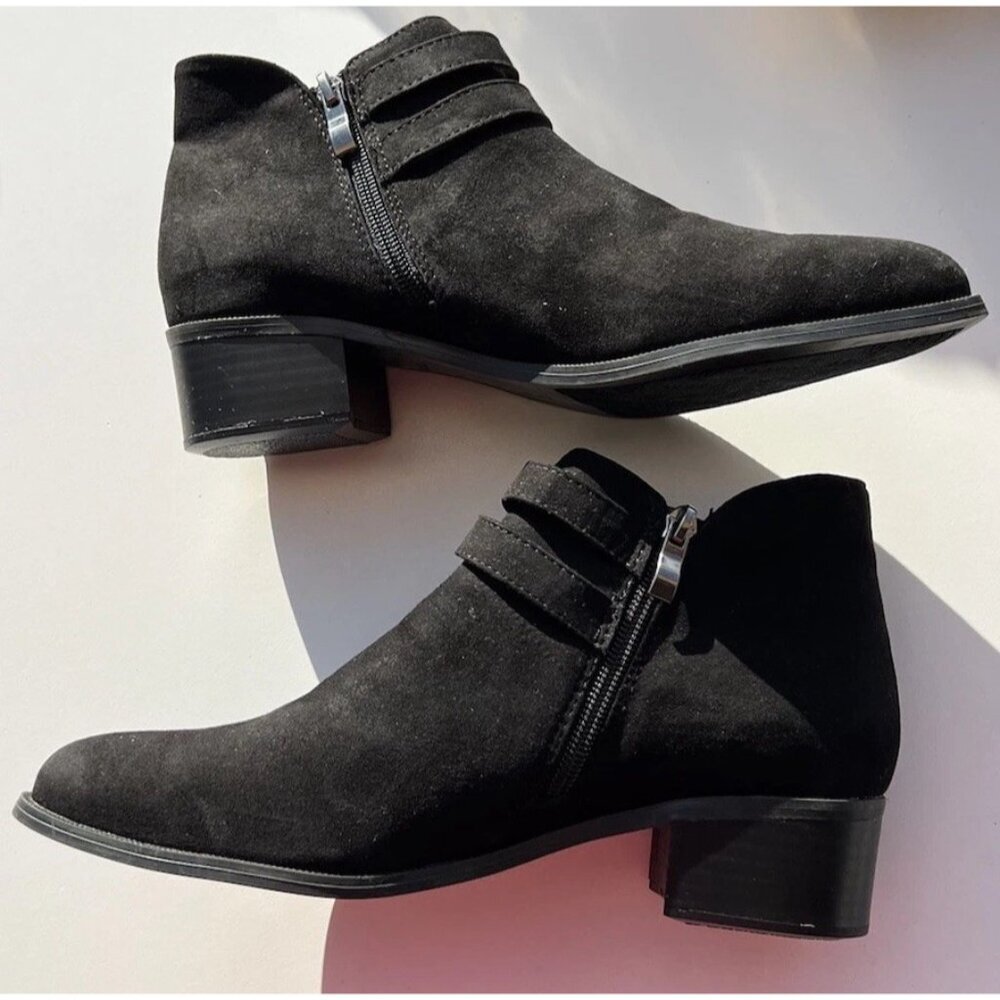 Italian Shoemakers Women’s Sz 7.5 LILAH Ankle Booties Black Strap Belt Western - Picture 4 of 15